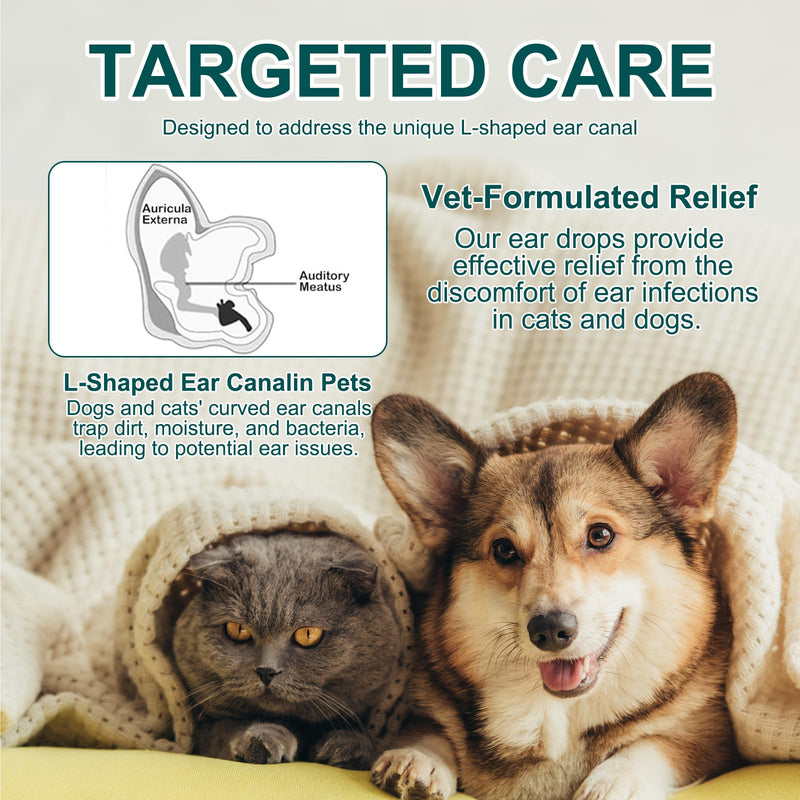 Ear Drops for Dogs Ear Infection,Soothing Gentle Ear Wax Removal Soothes Itchy & Inflamed Helps Maintain Comfort