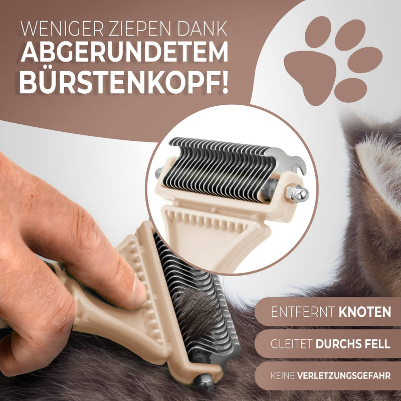 Pretty Paw ® professional cat brush set I cat care set - 100% hygiene & comfort thanks to rounded massage bristles I brush for optimal short hair and long hair I undercoat brush beige - BeesActive Australia