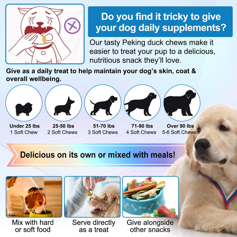 Dog Allergy Relief Chews (60 Treats) – Itch Relief & Immune Support for Dogs, Helps Support Itchy Skin, Paws, Ears & Coat Health, Omega 3, Probiotics & Vitamins, Peking Duck Flavor, All Breeds & Sizes
