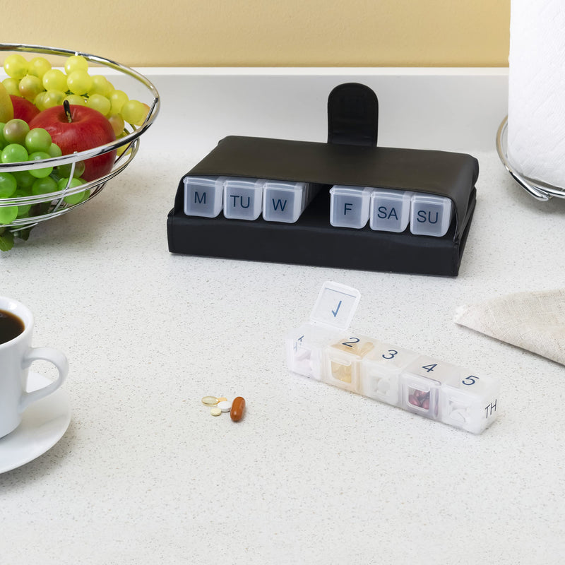 e-Pill 5 Times a Day x 7 Day Large Weekly Pill Organizer, Vitamin and Medicine Pill Box - with Discreet Case (Clear) Clear