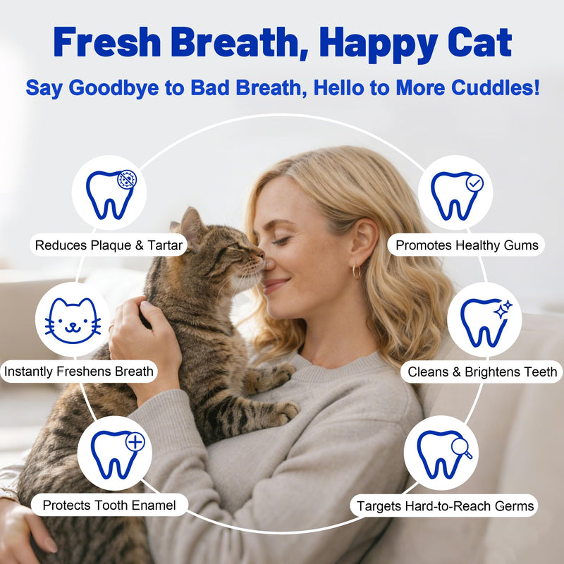 Fresh Breath Water Additive for Cats and Dogs - Enzyme & Probiotic Teeth Cleaning Solution - Reduces Plaque & Tartar - Supports Pet Gum Health - No Brush or Toothpaste Required - 7.1 FL OZ