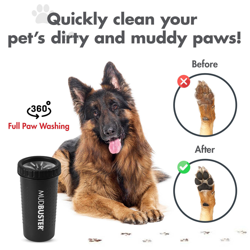 Dexas MudBuster PW72025-22WP Portable Dog Paw Cleaner Large Matte Black Black Large - BeesActive Australia