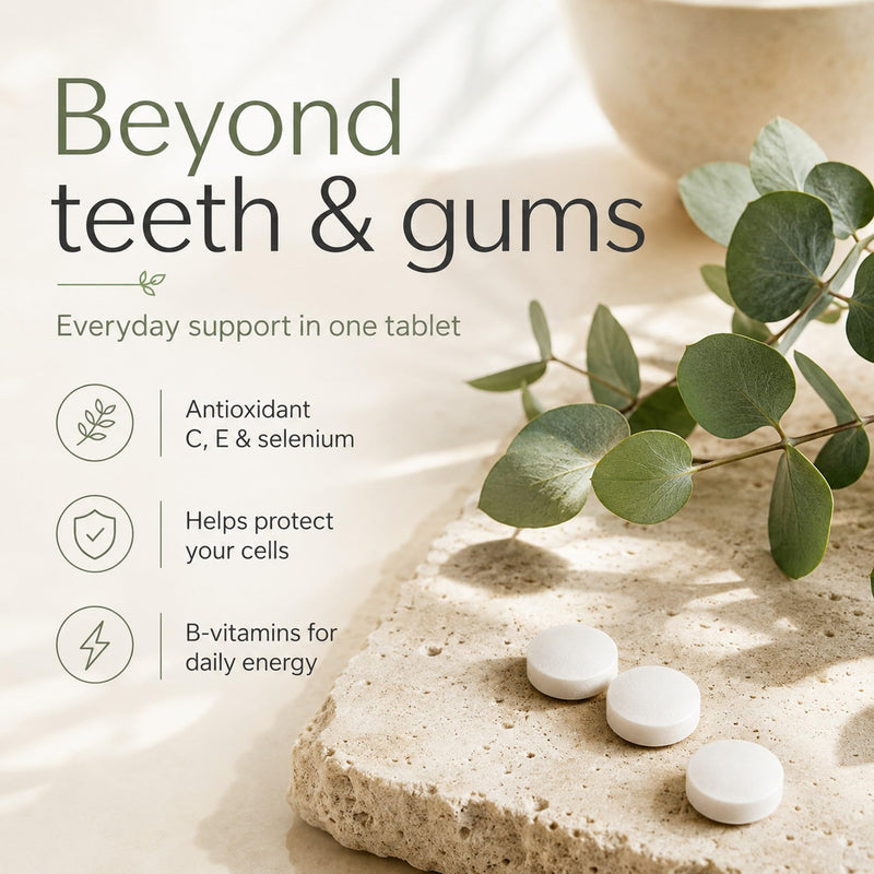 Oral Multivitamin for Teeth & Gums, Vitamin D3, C, A, Calcium & Zinc | Daily support with 1 small flavorless tablet, easy to swallow, 30 count, no artificial taste Unflavored