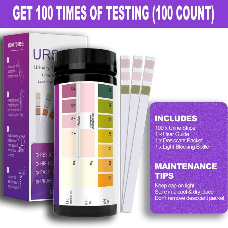 100ct UTI Test Strips for Women & Men - Easy to Use for Quick & Accurate Results, Urine Test Strips for at Home UTI & Bladder Test, Easy to Read Results | 100 Strips - BeesActive Australia