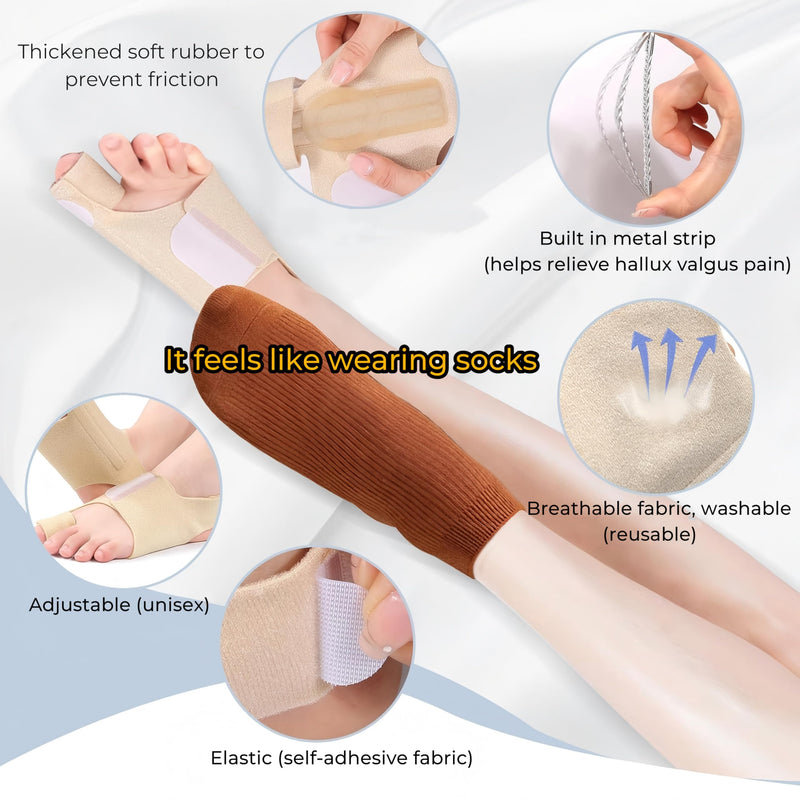 Bunion Corrector Support Brace: Pain Relief & Foot Alignment for Women & Men, 1 Pair for Day & Night Use Spandex 2 Built-in Springs