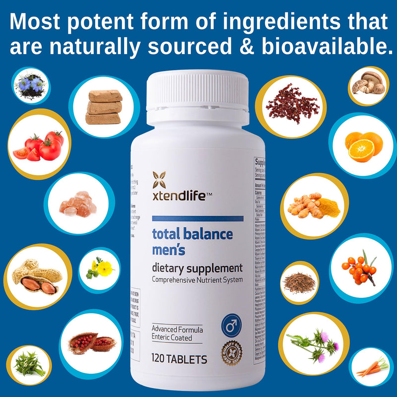 Xtendlife Total Balance Men’s Standard Daily Multivitamin, 30 Day Supply | 70+ Vitamins, Minerals & Herbs - High Potency Supplement for Energy, Immune, Heart, Brain & Digestive Support Men's Standard