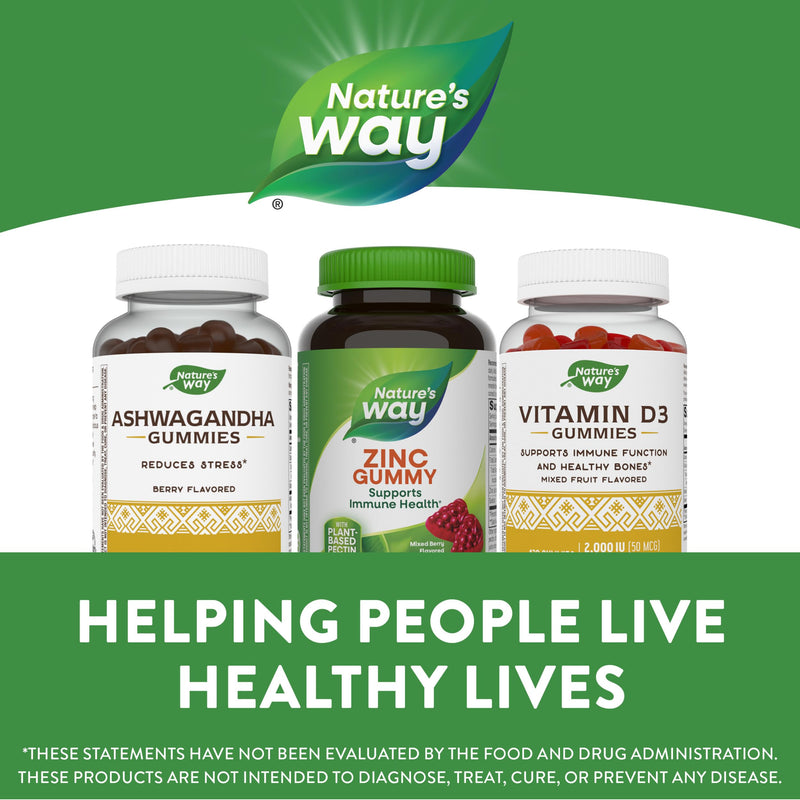 Nature's Way Zinc Gummies, Daily Immune Support Gummies*, 100% Daily Value Zinc per Gummy, Mixed Berry Flavored, 120 Gummies (Packaging May Vary) 120 Count (Pack of 1) - BeesActive Australia