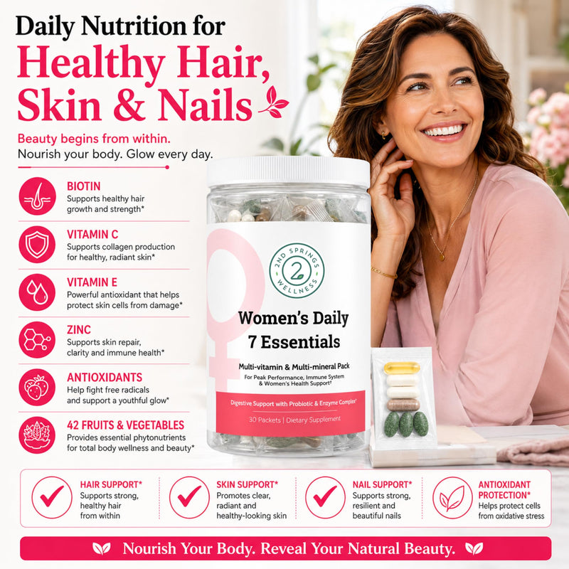 Daily 7 Essentials Women's Vitamin Pack | Complete Multivitamin Packet, Energy & Metabolism Support, Immune System Support, Female Health Support Women's 7 Pack