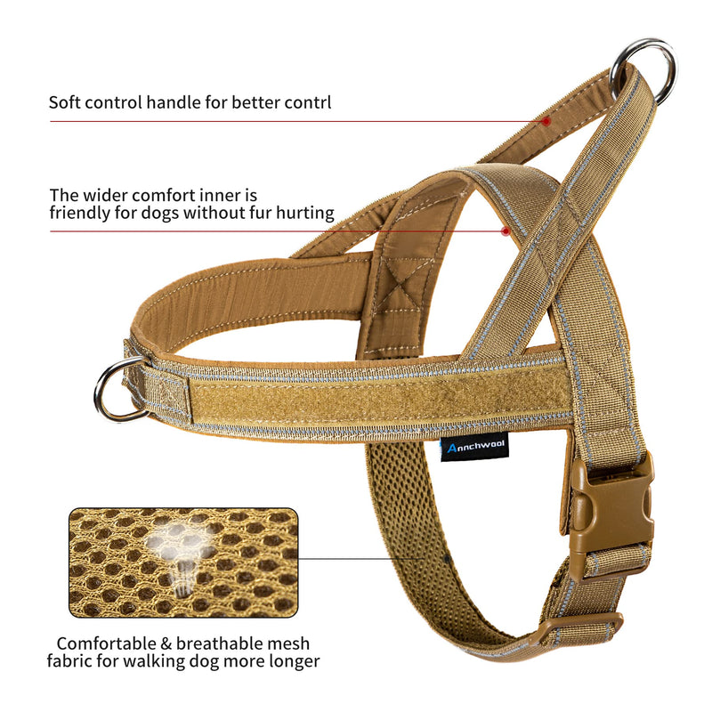 No Pull Dog Harness with Soft Padded Handle,Reflective Strip Escape Proof and Quick Fit to Adjust Dog Harness,Easy for Training Walking for Small & Medium and Large Dog(Brown,L) L Brown - BeesActive Australia