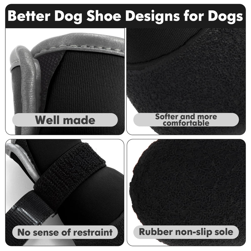 Dog Shoes, Outdoor Dog Boots Non-Slip Waterproof Dog Booties for Medium to Large Dogs 4Pcs for Winter Snowy Day, Summer Hot Pavement with Rugged Sole Black Size 5:（2.51''x2.36'')(L*W) for 41-60lbs - BeesActive Australia