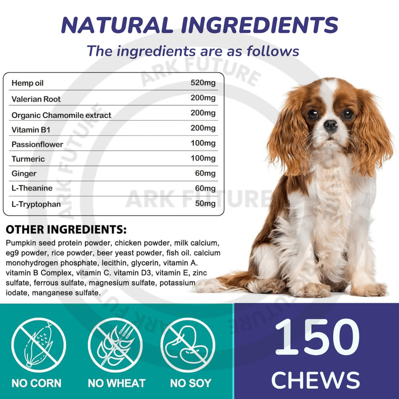 Large Hemp Calming Dog Chews 150 – Chicken Flavor Stress & Anxiety Support, Natural Relaxation Treats for Dogs, Soft Chews for Hyperactivity & Nervous Behavior (Pack of 1)