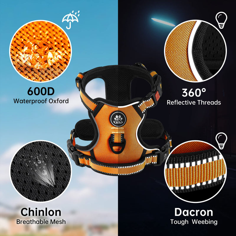 NESTROAD Dog Harness Small Dogs Orange, Anti Pull Harness Padded Chest Harness for Small Dogs, Size S Neck Circumference 28~38CM Chest Circumference 38~53CM, Reflective Strips Chest Harness Dog [S] Neck 28-38CM Chest 38-53CM - BeesActive Australia