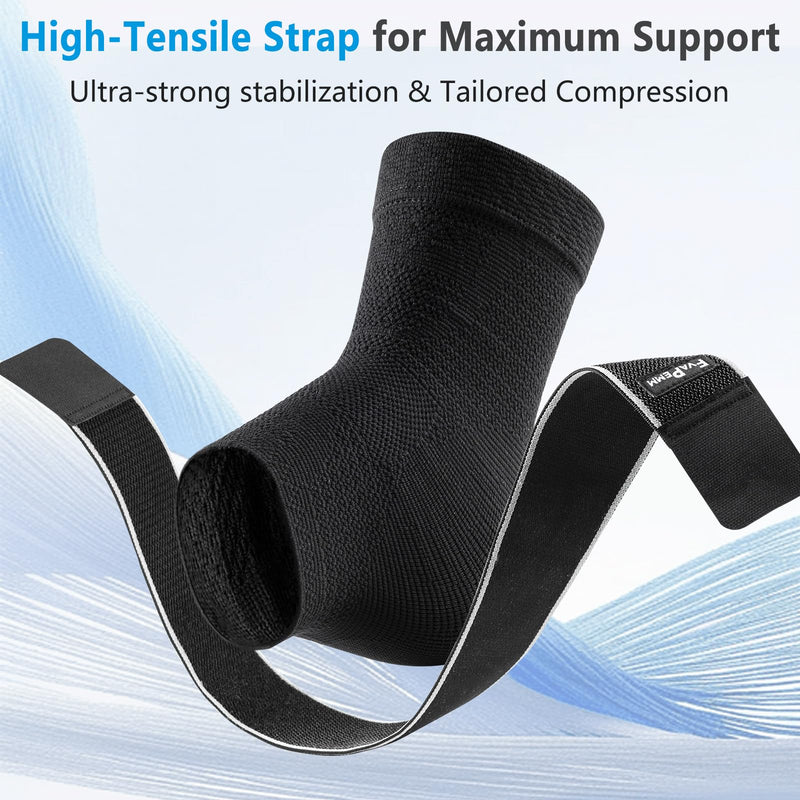Ankle Brace for Women Men-2 Pack Copper Ankle Compression Sleeve Support for Sprained Ankle, Plantar Fasciitis Relief & Achilles Tendonitis Brace, Sports, Running, Black, L Black, Copper Infused Ankle Brace for Women Men