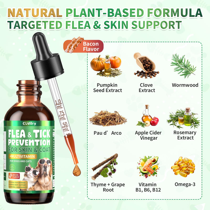 Flea and Tick Support Bundle for Dogs – Flea Chews + Oral Flea Drops for Dogs – Natural Flea Prevention for All Breeds & Ages – Duck Flavor