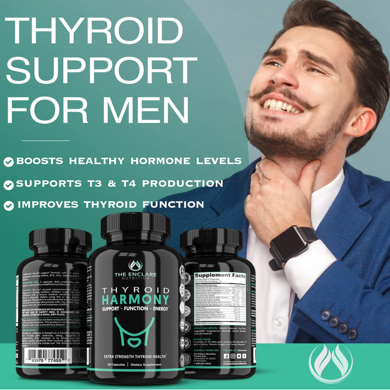 THE ENCLARE NUTRITION Thyroid Support Supplement with Iodine - Balance Hormones for Energy, Metabolism, Focus, Stress, Mood. Ashwagandha, Zinc, Selenium, Vitamin B12, Kelp, Magnesium, L Tyrosine (1) 1