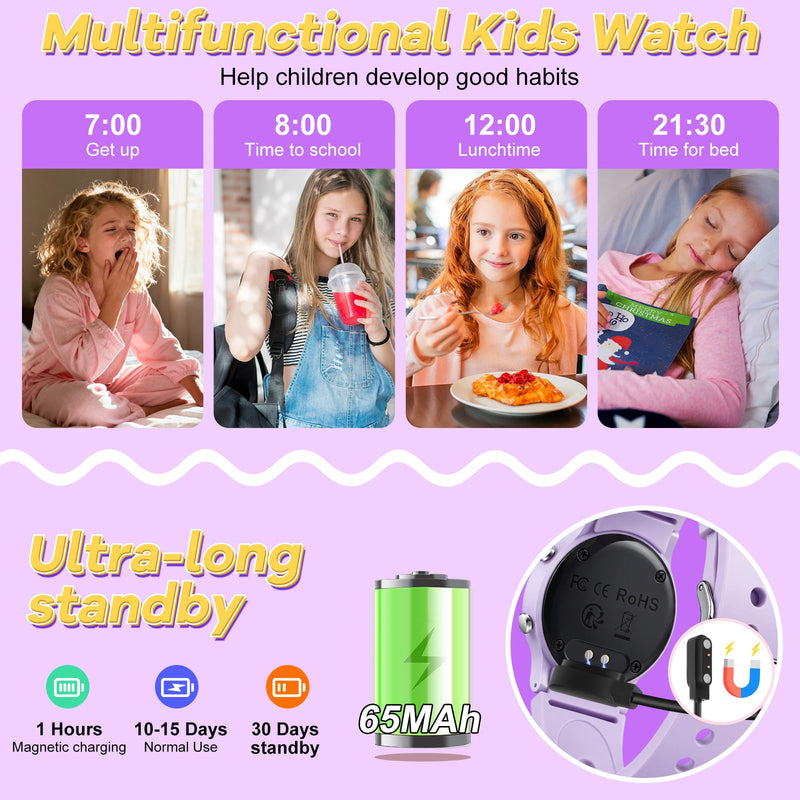 BEN NEVIS Kids Watch for Boys Girls Waterproof Digital Watch for Kids with Pedometer, Vibration Alarm Clock, Stopwatch, Calendar, No App for Ages 5-18 02-Purple - BeesActive Australia