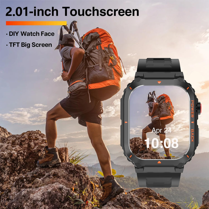 Military GPS Smart Watch for Men Pressure/Altitude/Compass,Fitness Smart Watch for Android Phones and iPhone,Outdoor Waterproof Fitness Tracker with Blood Oxygen/Heart Rate/Sleep/100+ Sport Modes Black - BeesActive Australia
