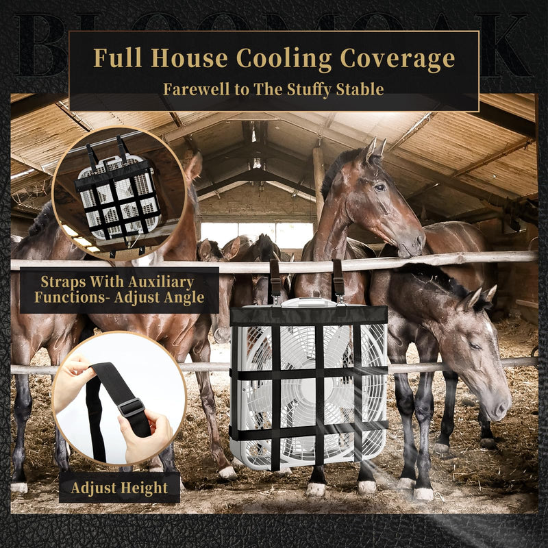 Bloomoak Adjustable Box-Fan-Holder for Horse Stall, Cool Whole House Coverage,Fits 20x20" Fans,Black,Large 27x27" (Black) Black - BeesActive Australia