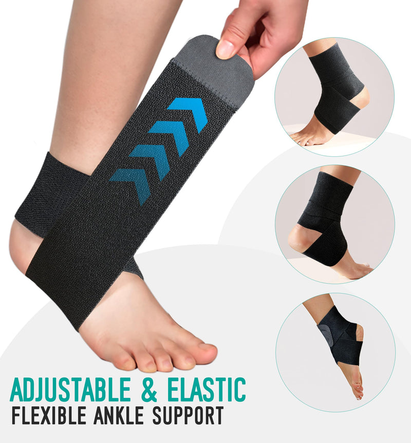 HiRui Ankle Support Brace for Men & Women, Adjustable Compression Strap for Sprains, Plantar Fasciitis, Achilles Tendonitis, Running, Workout, Sports – Fits Left & Right Foot (1, Black, Medium) 1 - BeesActive Australia