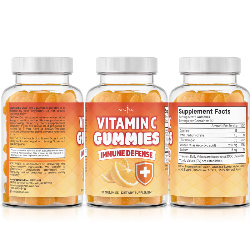NEW AGE Vitamin C Gummies Orange Vitamin C Gummy - Supports Healthy Immune System - Vegetarian Without Gluten (120 Gummies) 120 Gummies