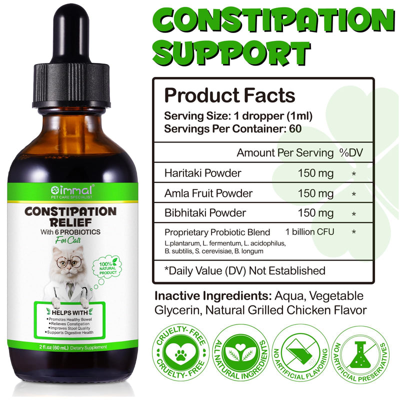 VOSIFSDIY Cat Constipation Relief, Liquid Drops Supports Laxative Relief, Cat Herbal Supplements, Stool Softener Laxative Constipation Relief, Chicken Flavour- 60ml / 2 fl.oz 1PCS