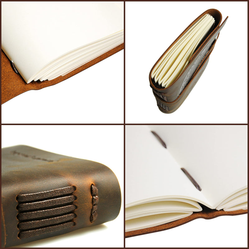 Leather Bound Journal for Men and Women, Handmade Gift Set with Nautical Compass Embossed Journal and Stylish Pen, Vintage and Classic, Notebook, Sketchbook, Planner and Diary (300 Pages) (8x6") - BeesActive Australia