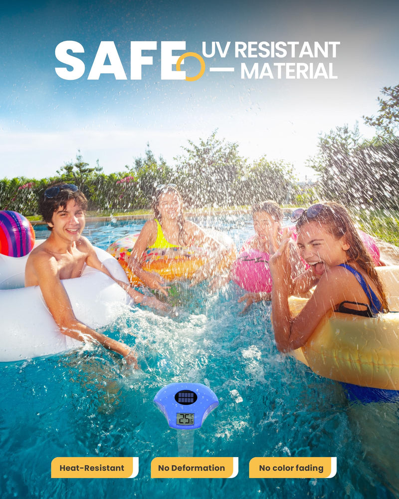 Solar Digital Pool & Spa Thermometer, Weather Resistant Floating Thermometer, IPX-8 Water Proof, 10s Measuring Cycle, Solar Powered with Over 180 Days Battery Life Darkblue - BeesActive Australia