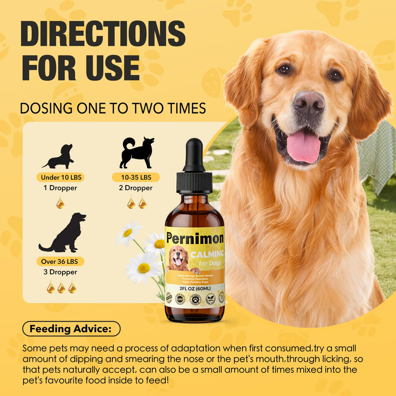 Calming Oil for Dogs, Calming Drops for Dog Anxiety Relief & Sleep Support for Thunderstorms, Separation Stress, Fireworks & Travel-Chicken Flavour (60ml) 60ml