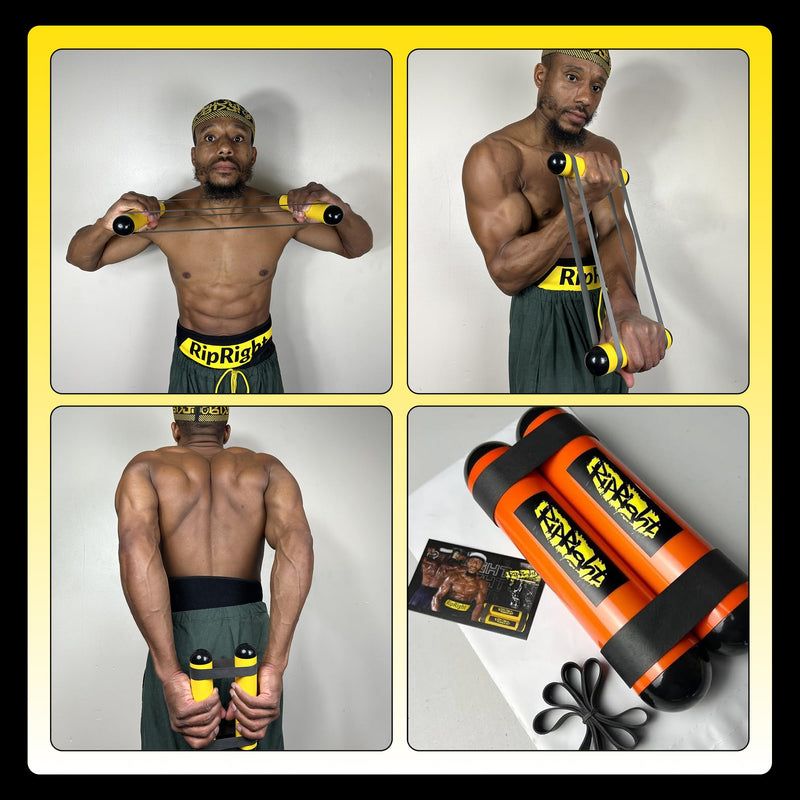 Premium RipStick Pillz, Workout Equipment for Joint Rehab, Shoulder Strength, Resistance Training, and Muscle Building, with 6 Adjustable Resistance Bands Yellow/Black