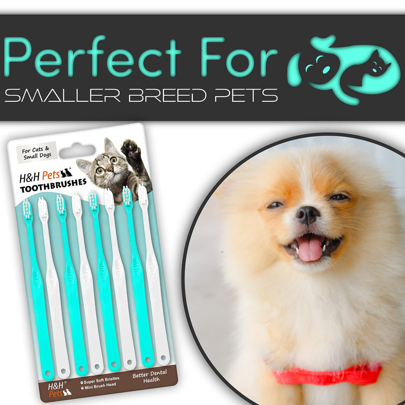 H&H Pets Toothbrush for Small Dogs & Cats - Soft and Small Toothbrush Designed for Cats, Puppies, and Small Breed Dogs Like Teacups, Chihuahuas, Yorkshire, and Poodle, 8 Count Pack 8 Count (Pack of 1) - PawsPlanet Australia
