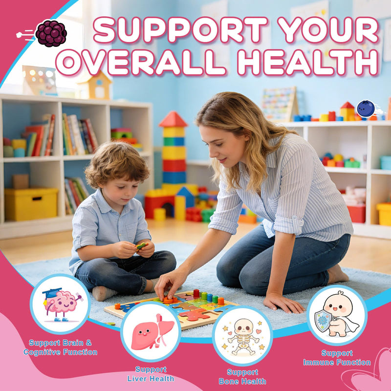 CDP Choline with Omega 3 Gummies 500mg for Kids & Women, 60 Count | Chewable Citicoline Supplement with Vitamins, Prenatal, Brain Health, Liver Support, Focus & Energy, Mixed Berry Flavor