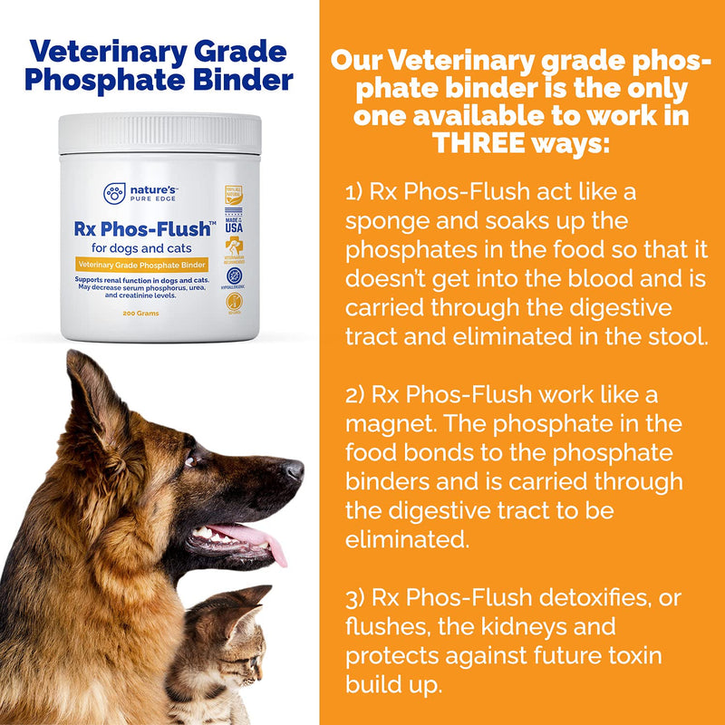 Rx Phos-Flush Phosphate Binder. Extra Large 200 Grams. Dog Kidney and Cat Kidney Support. Feline Urinary Tract Support. Compliments a Renal Failure Dog Food Diet or Cat Renal Support Diet. - BeesActive Australia