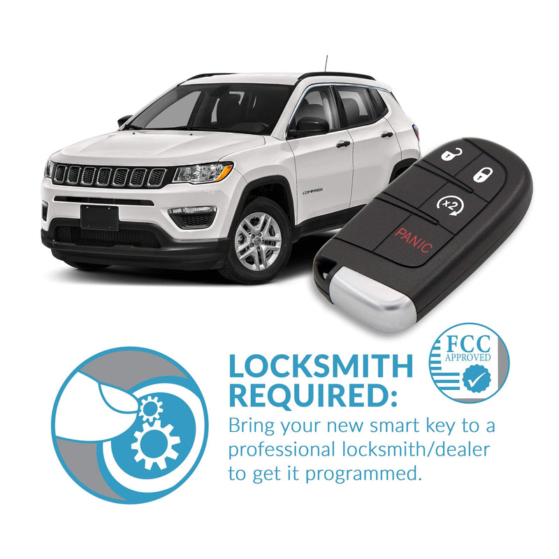 Keyless2Go Replacement for 4 Button Proximity Remote Smart Key for Jeep Compass M3N-40821302 68250337 AB