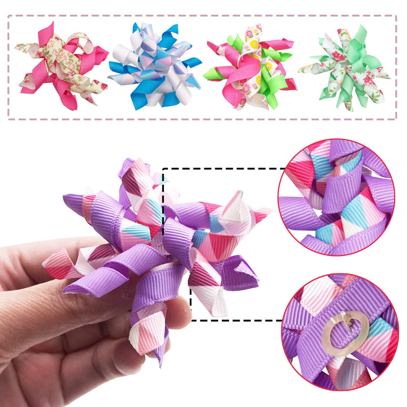 PET SHOW 10pairs Small Dogs Hair Bows with Rubber Bands Curly Yorkie Topknot Cat Puppies Hair Accessories Bowknot Grooming Supplies Flower Floral Style Set A-Floral - BeesActive Australia