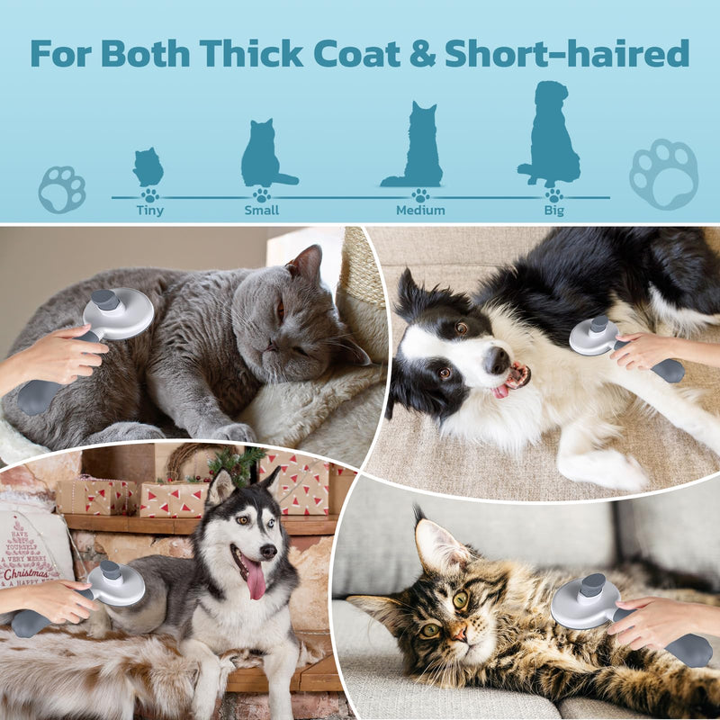 Zivacate Cat Brush Dog Brush [Ergonomic Handle & One-Click Cleaning & Patented Design] Self-cleaning brush for short and long-haired dogs/cats/rabbits, undercoat brush (dark gray) Dark Grey - BeesActive Australia