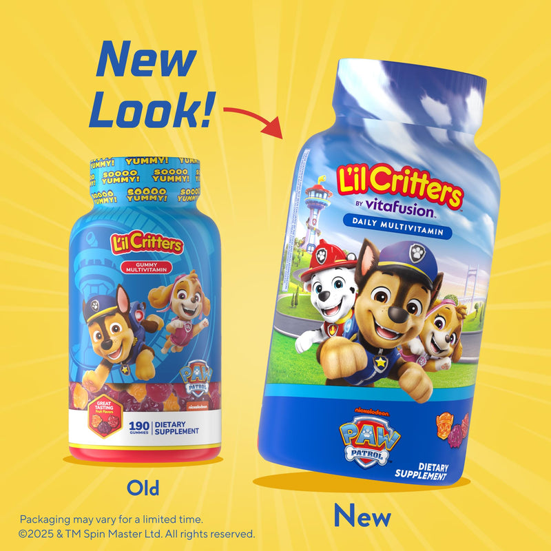 Lil Critters Nickelodeon Paw Patrol Kids Multivitamin Gummies | 60 Count | Gummy with Vitamin A B C D E | Fruit Flavors | 11 Essential Nutrients | Gluten and Dairy Free Children's Daily Supplement 60 Count (Pack of 1)