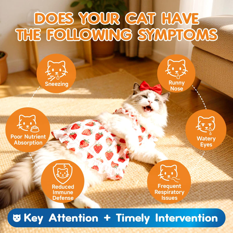 L-Lysine Supplement for Cats - Immune Support Lysine Drops of All Ages - Feline Respiratory, Sneezing, Runny Nose, Eye Function - Boost Natural Strengthen Defenses, Roast Chicken Flavor 60 ML