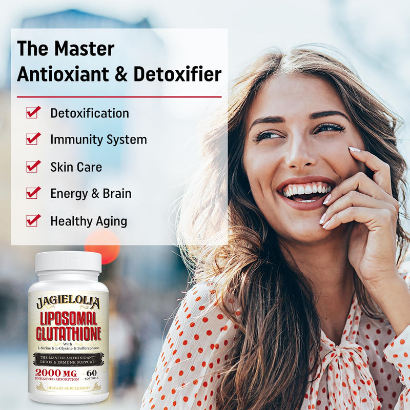 Liposomal Glutathione 2000 mg with L-Serine, L-Glycine & Sulforaphane ‚Äì Active L-Glutathione Unique Formulation to Enhance Absorption - Master Antioxidant, Detoxifying & Immune | 120 Softgels 60 Count (Pack of 2)