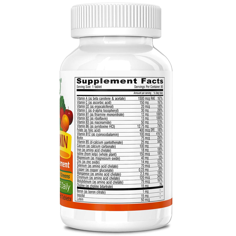 Deva Vegan Multivitamin and Mineral Supplement - Once-Per-Day Formula with Greens - Vitamins A, C, D, E, B Complex, High-Potency Formulation for Daily Health and Wellness- 90 Coated Tablets, 1-Pack