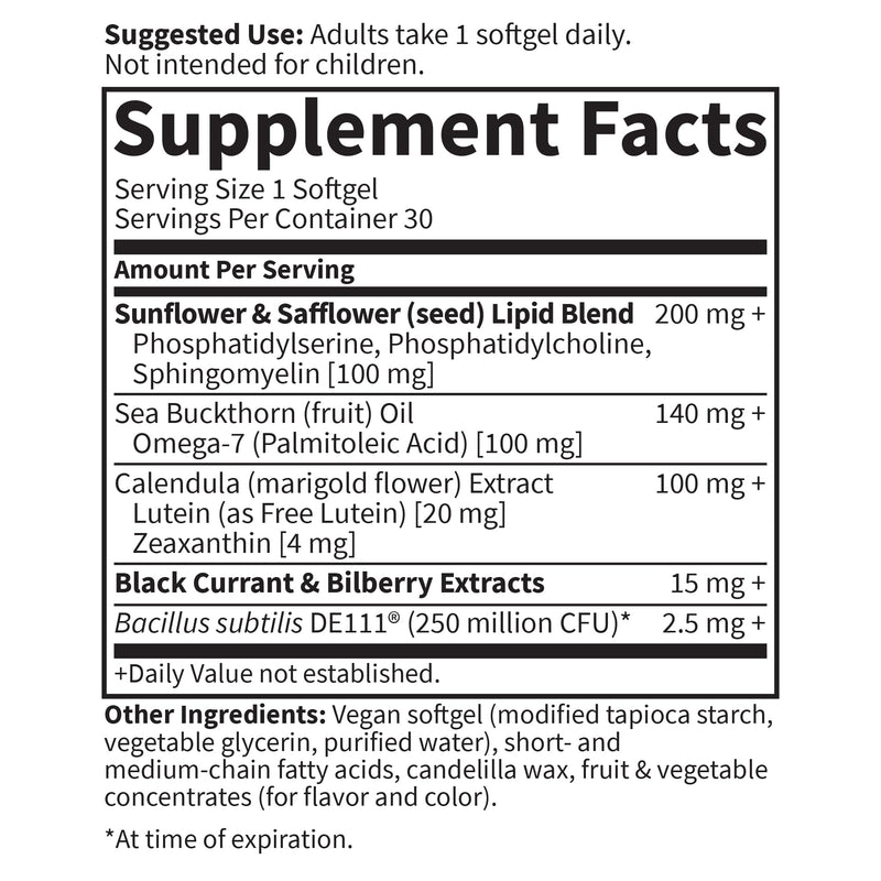 Garden of Life Herbals Eye Health Supplement with Sunflower & Safflower Oil, Lutein, Zeaxanthin & Black Currant for Dry Eyes & Healthy Vision Support – Gluten-Free, Berry Flavor, 30 Vegan Softgels