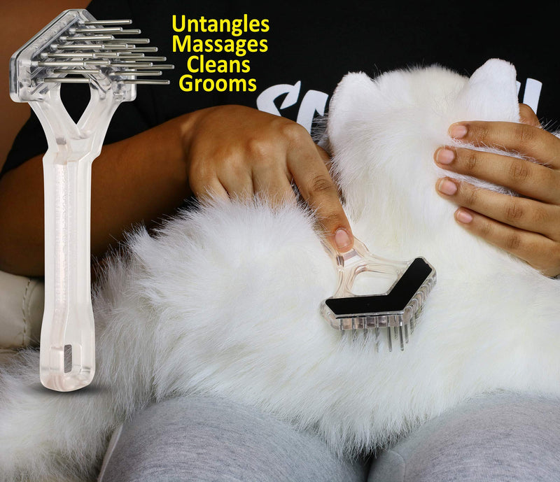 Mini-Rake V-Shaped with Double-Row Rotating Teeth (Crystal with BlackTop) Crystal with BlackTop - BeesActive Australia