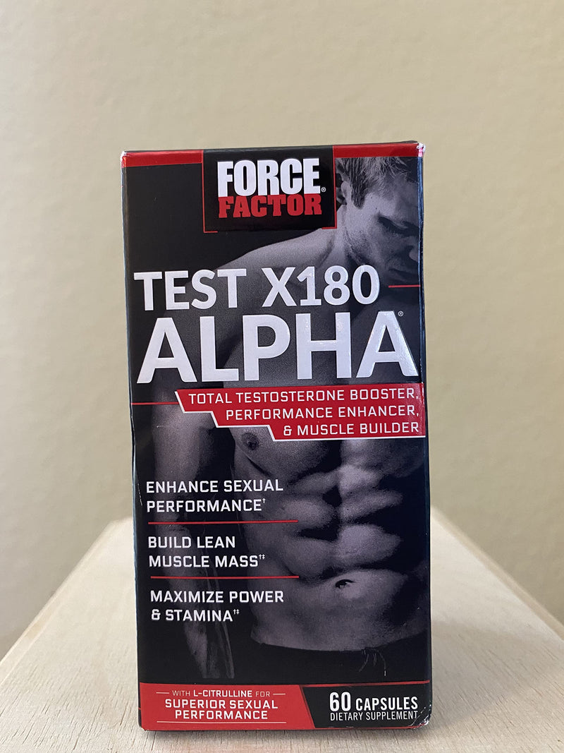 Force Factor Test X180 Alpha Testosterone Booster for Men | Testosterone Supplement with Fenugreek & L-Citrulline to Promote Lean Muscle, Strength, Energy & Performance, 60 Capsules