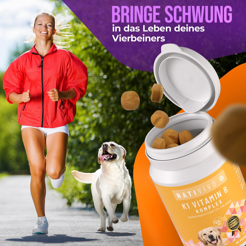 NatiVivo® Premium Dog K1 Vitamin B Complex high dosage including B12 and folic acid. Strong nerves through everyday life! Tablets Made in Germany! Dog - BeesActive Australia