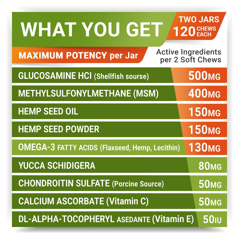 4oz Probiotics Powder + 240ct Hemp Glucosamine Joint Supplement Bundle - Relieves Diarrhea + Joint Pain Relief - Digestive Enzymes + Prebiotics + Omega 3, Hemp Oil + Chondroitin, MSM - Made in USA
