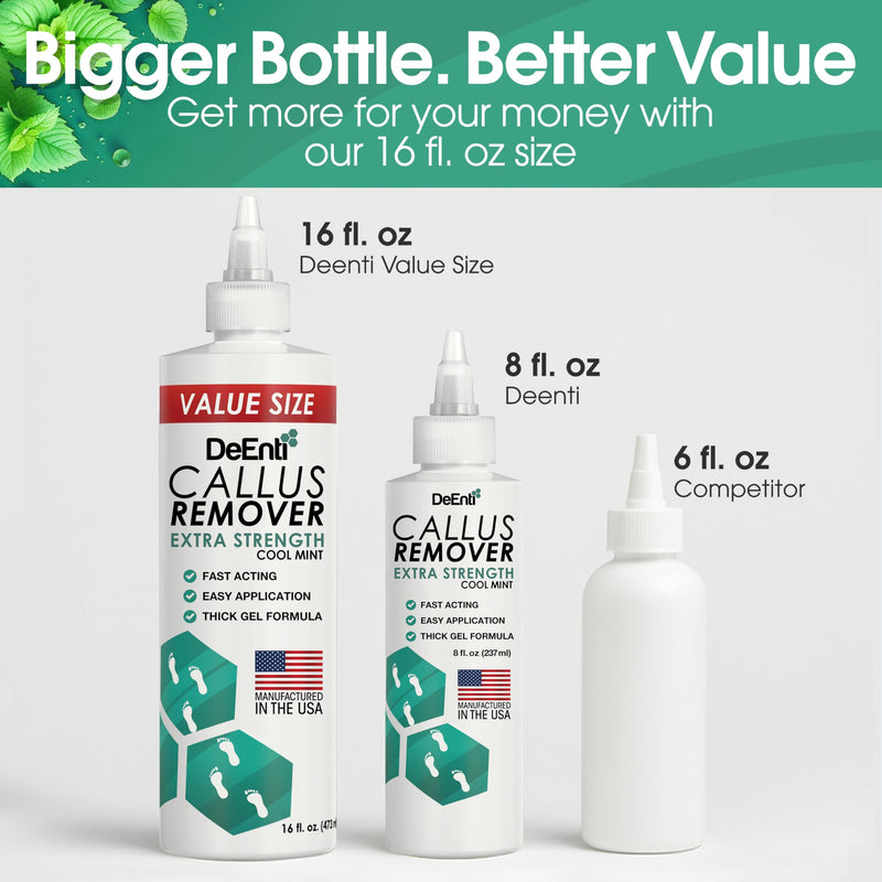 DeEnti Callus Remover for Feet, Extra Strength Foot Callus Remover Gel, 16oz Salon Grade Home Pedicure Supplies for Dry Skin, Cracked Heel, Professional Strength Foot Care, Cool Mint 16 Fl Oz (Pack of 1) - BeesActive Australia