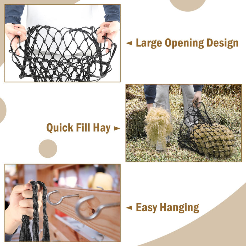 Slow Feed Hay Nets for Horses 2PCS, 42" Length with 2" Holes Hay Nets Holds 3-5 Flakes, Chew-Resistant Polyester Fiber Material