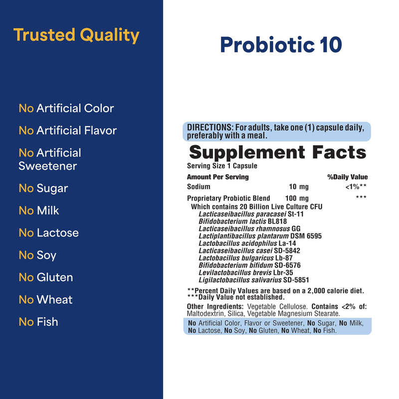Puritan's Pride Probiotic 10 with Vitamin D, 120 Count | To support immune function 120 Count (Pack of 1)