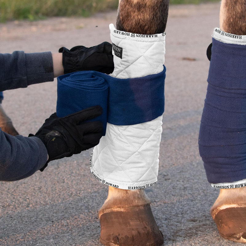 Harrison Howard Medicine-Retaining Shock-Absorbing Pressure Sores Prevention Quilted Leg Wraps for Horse Set of 4-White L Large White - BeesActive Australia