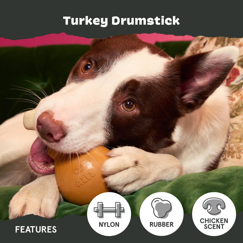 Barkbox Super Chewer Tough Dog Chew Toys for Aggressive Chewers, Dental Stimulating (Turkey - Large) Turkey Day Drumstick - Large - BeesActive Australia