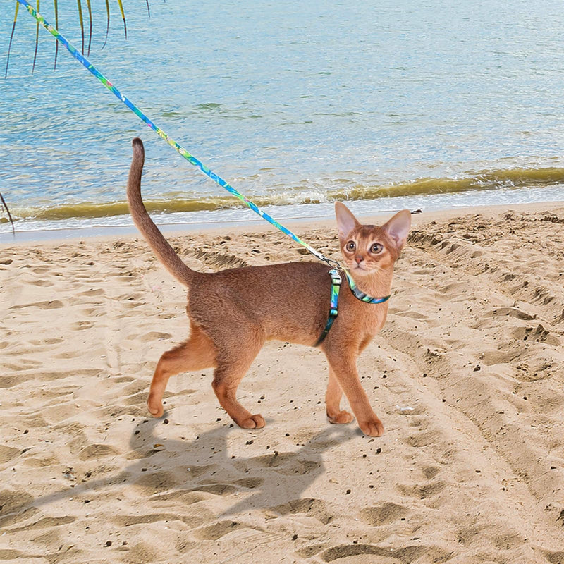 Adjustable Cat Leash and Leash Set Soft and Lightweight, Safe and Easy to use. (Green, M) green Medium - BeesActive Australia
